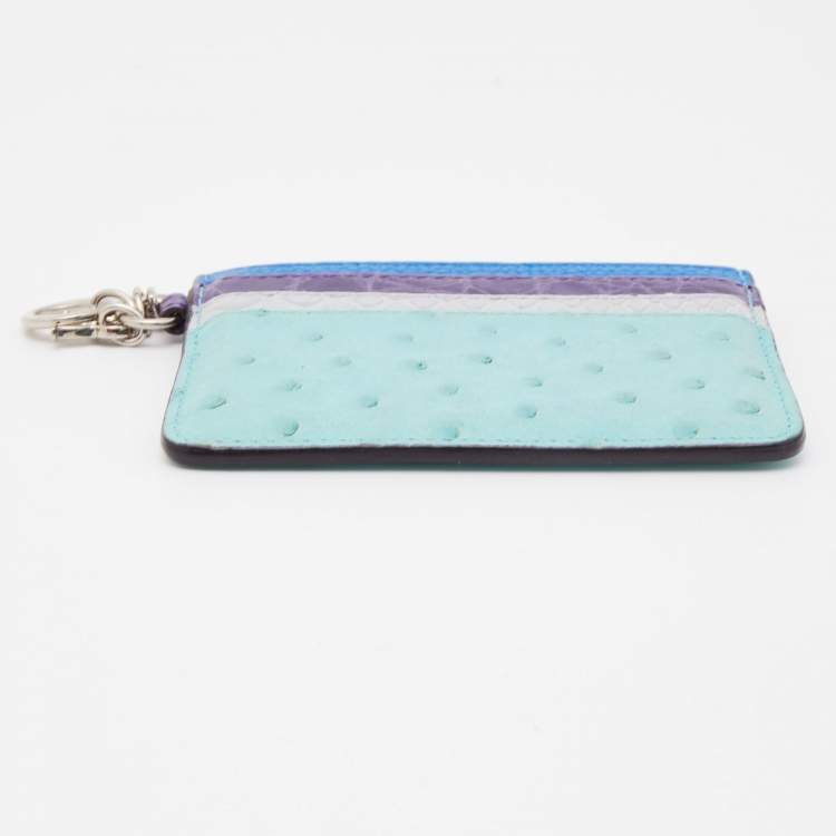 Pre Owned Dior Multicolor Mixed Exotic and Leather Lady Dior Card Holder