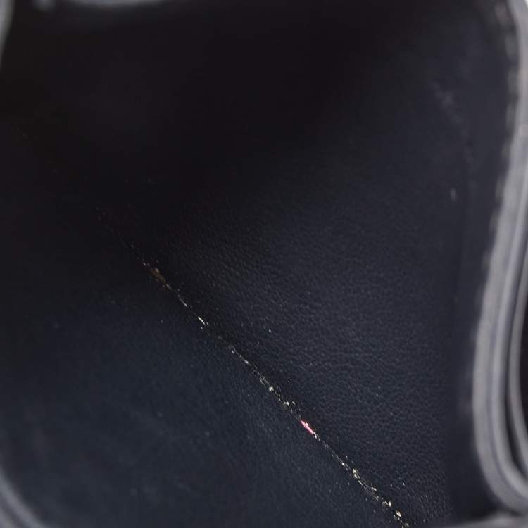 Pre Owned Dior Navy Blue Oblique Canvas and Leather Card Holder