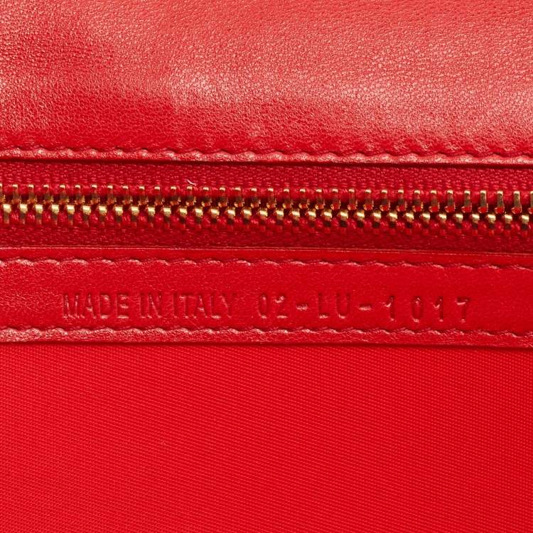 Pre Owned Dior Red Woven Leather Wristlet Clutch