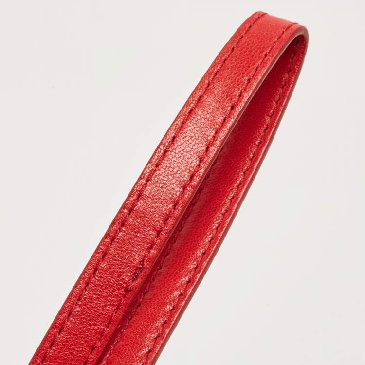 Pre Owned Dior Red Woven Leather Wristlet Clutch