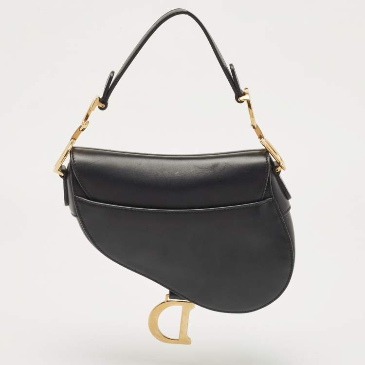 Pre Owned Dior Black Leather Mini Saddle Bag