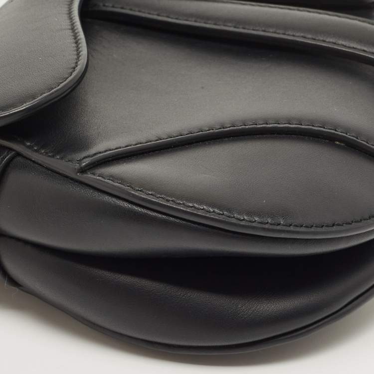 Pre Owned Dior Black Leather Mini Saddle Bag