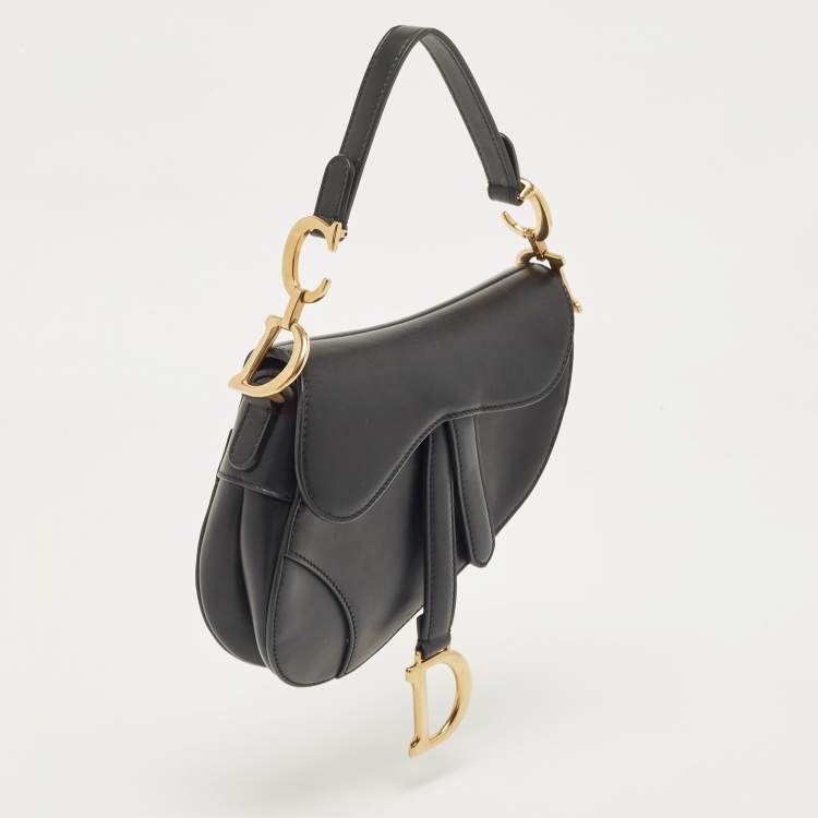 Pre Owned Dior Black Leather Mini Saddle Bag