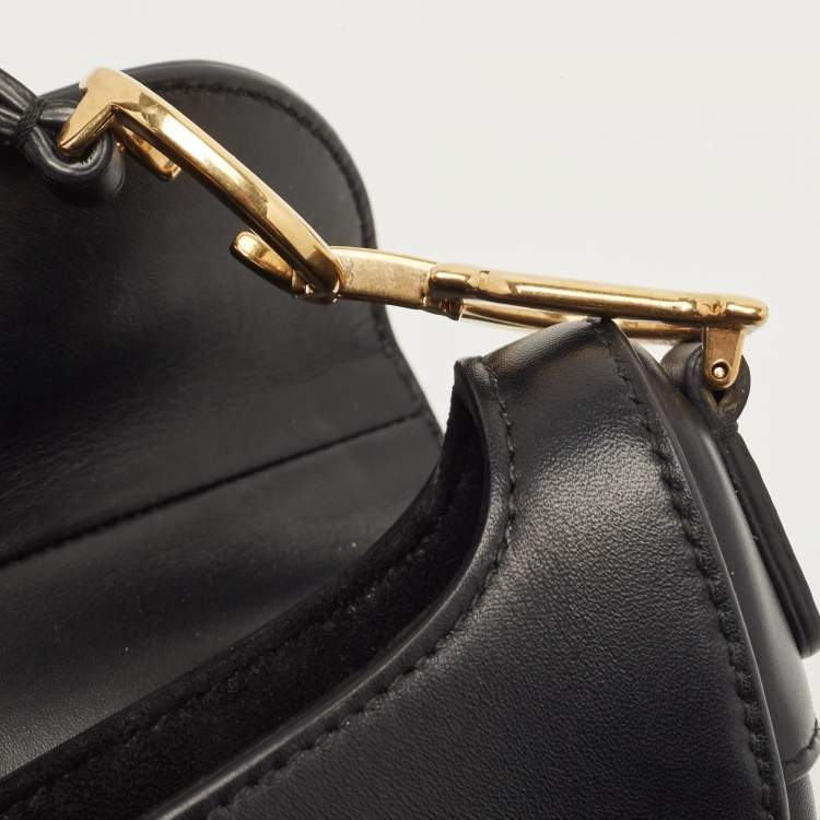 Pre Owned Dior Black Leather Mini Saddle Bag