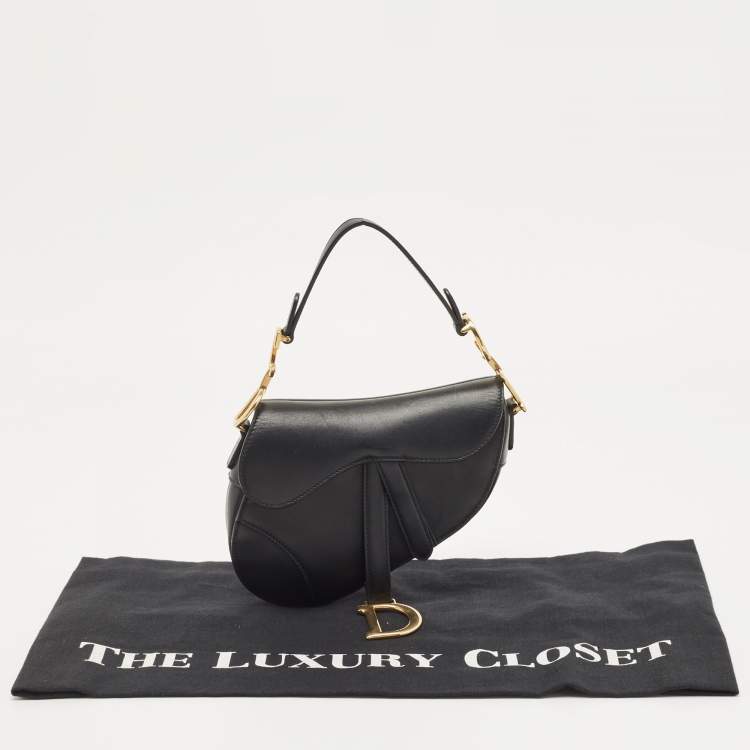 Pre Owned Dior Black Leather Mini Saddle Bag