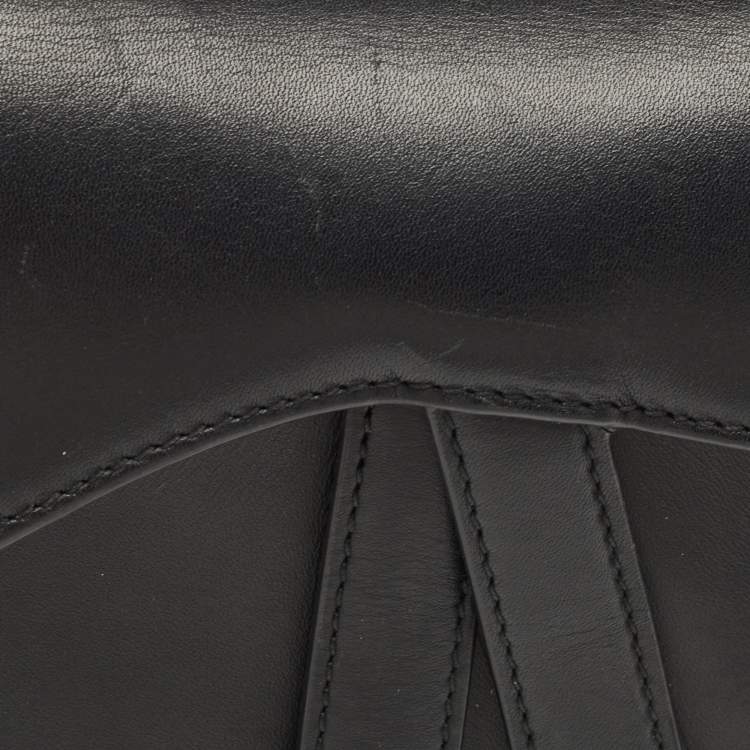 Pre Owned Dior Black Leather Mini Saddle Bag