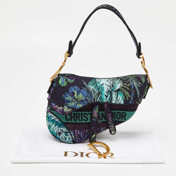Pre Owned Dior Multicolor Floral Embroidered Canvas Saddle Bag