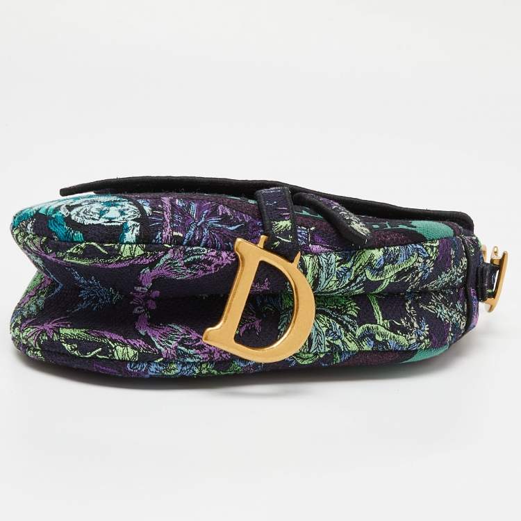 Pre Owned Dior Multicolor Floral Embroidered Canvas Saddle Bag