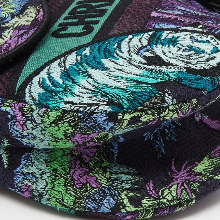 Pre Owned Dior Multicolor Floral Embroidered Canvas Saddle Bag