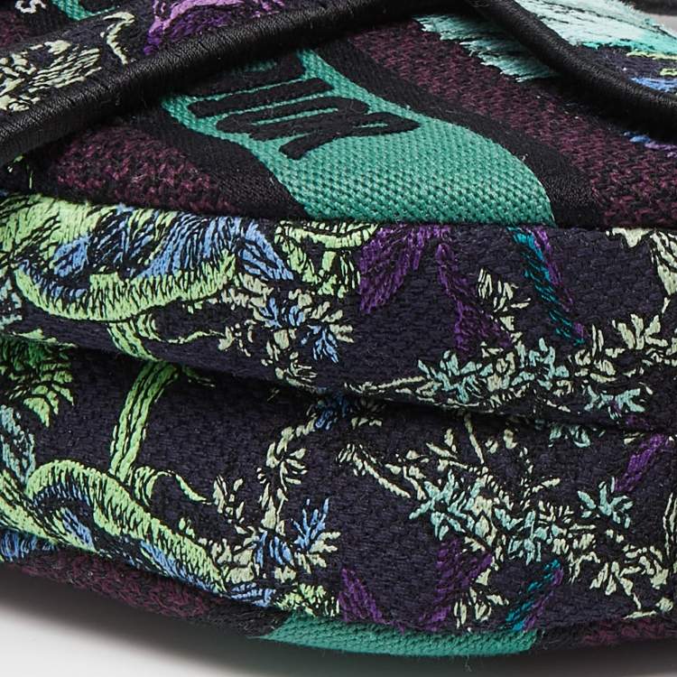 Pre Owned Dior Multicolor Floral Embroidered Canvas Saddle Bag
