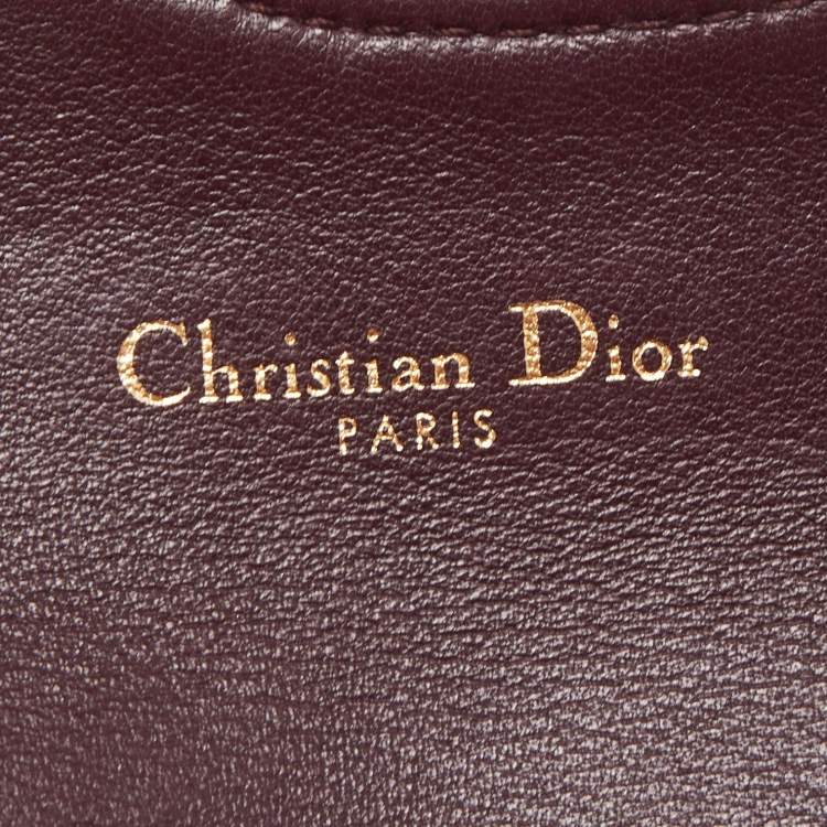 Pre Owned Dior Burgundy Oblique Canvas and Leather Saddle Card Holder