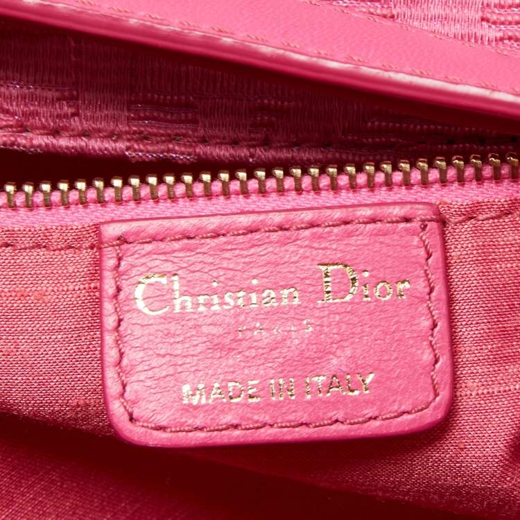 Pre Owned Dior Pink Cannage Canvas Lady Dior Hobo
