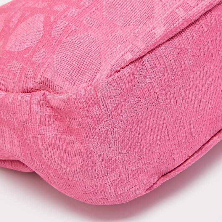 Pre Owned Dior Pink Cannage Canvas Lady Dior Hobo