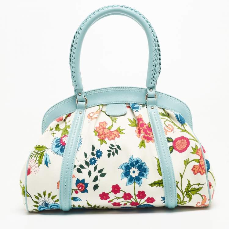 Pre Owned Dior Multicolor Floral Fabric and Leather My Dior Frame Satchel