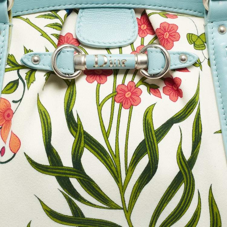 Pre Owned Dior Multicolor Floral Fabric and Leather My Dior Frame Satchel