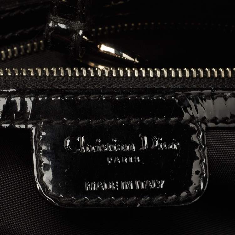 Pre Owned Dior Black Croc Embossed Patent Leather 61 Hobo