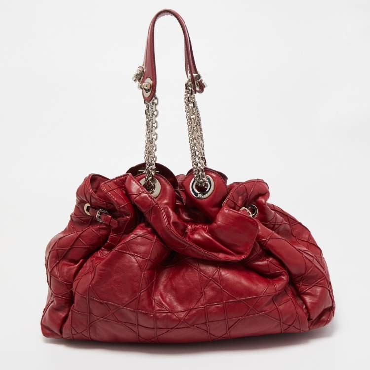Pre Owned Dior Red Cannage Leather Le Trente Hobo