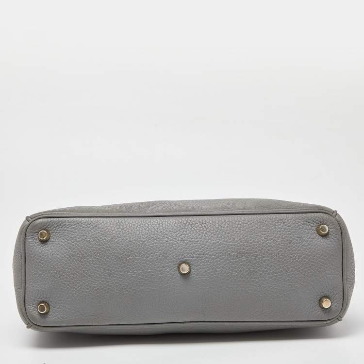 Pre Owned Dior Grey Leather Medium Diorissimo Shopper Tote