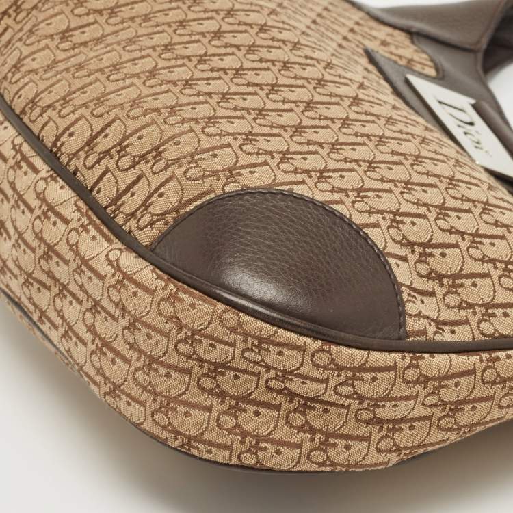 Pre Owned Dior Ebony/Beige Oblique Canvas Street Chic Trotter Hobo