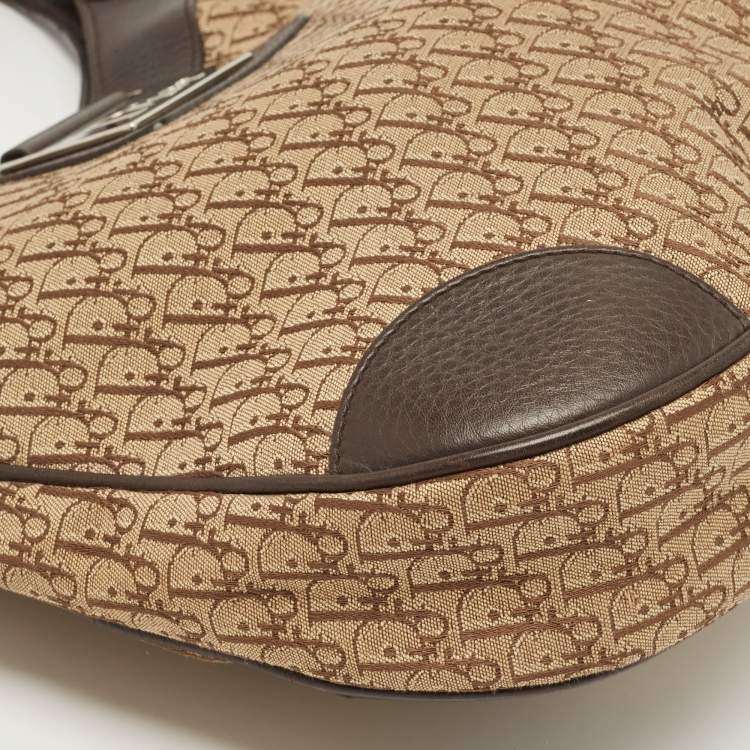 Pre Owned Dior Ebony/Beige Oblique Canvas Street Chic Trotter Hobo