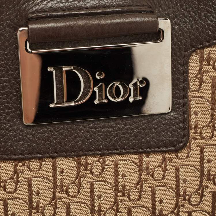 Pre Owned Dior Ebony/Beige Oblique Canvas Street Chic Trotter Hobo