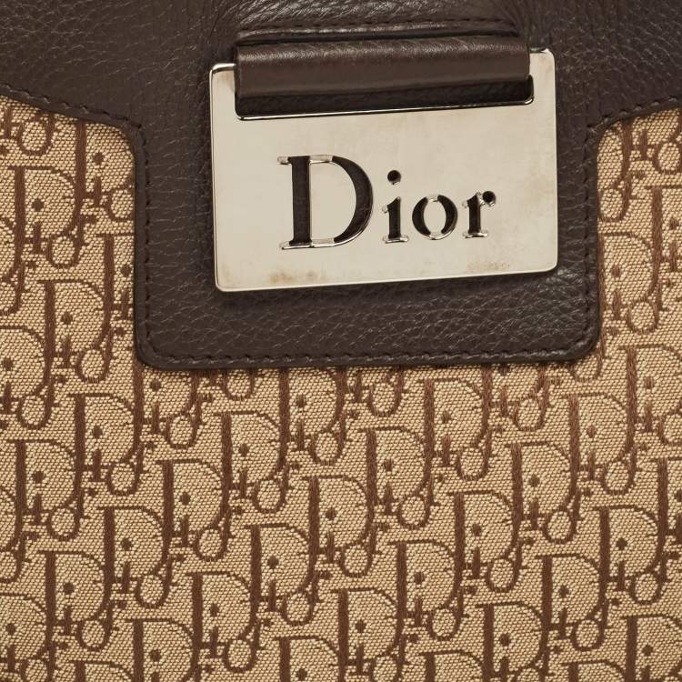 Pre Owned Dior Ebony/Beige Oblique Canvas Street Chic Trotter Hobo