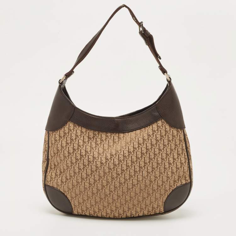 Pre Owned Dior Ebony/Beige Oblique Canvas Street Chic Trotter Hobo