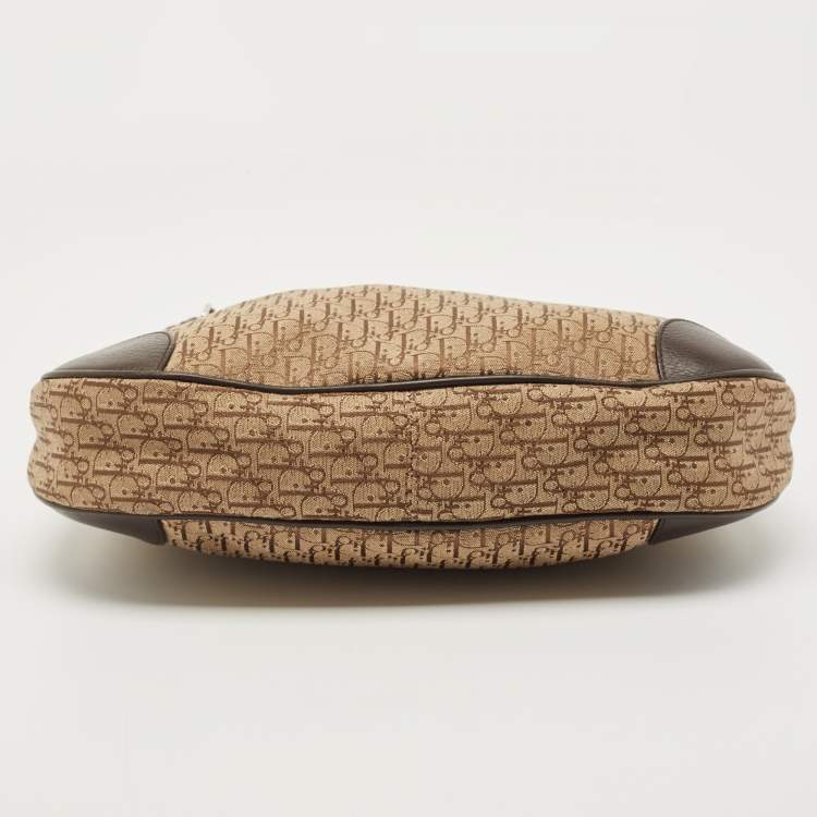 Pre Owned Dior Ebony/Beige Oblique Canvas Street Chic Trotter Hobo