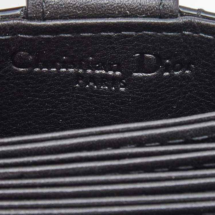 Pre Owned Dior Black Cannage Patent Leather Lady Dior 5 Gusset Card Holder