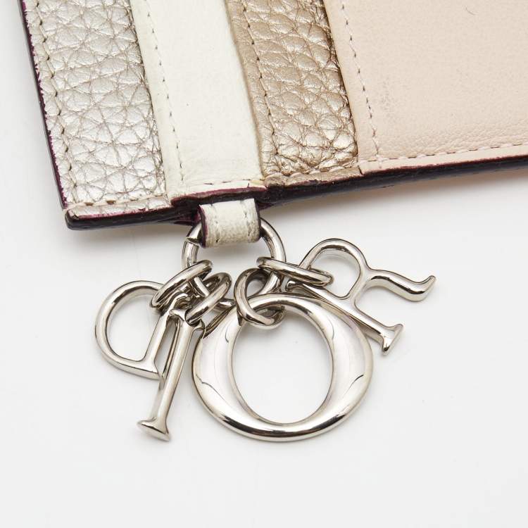 Pre Owned Dior Multicolor Leather Lady Dior Card Holder