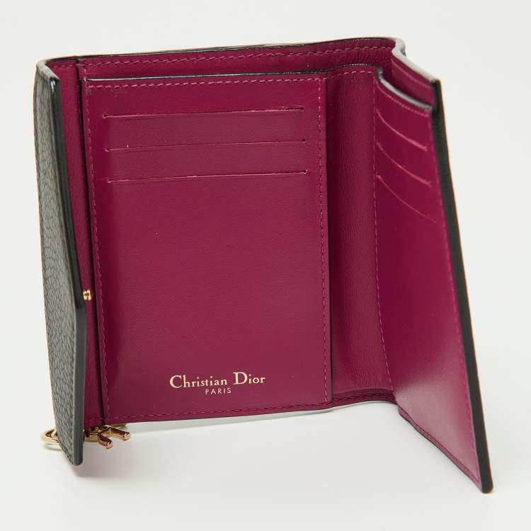 Pre Owned Dior Black Leather Medium Diorissimo Envelope Wallet