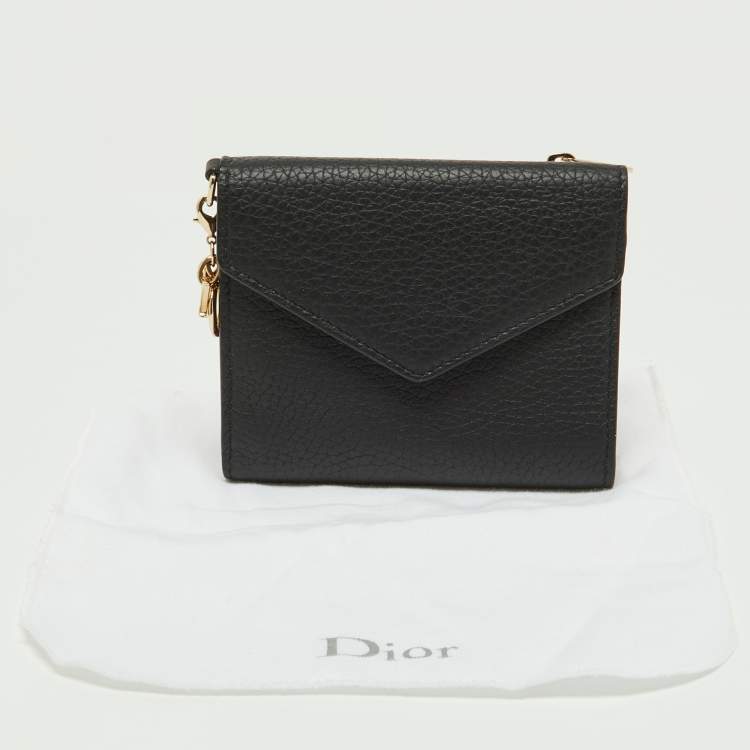 Pre Owned Dior Black Leather Medium Diorissimo Envelope Wallet