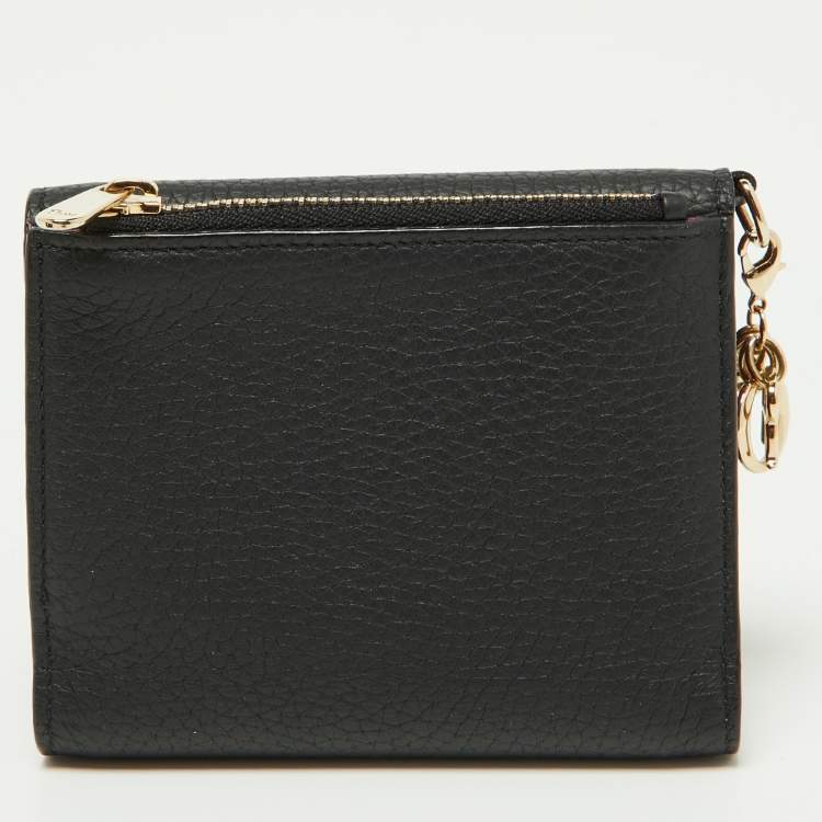 Pre Owned Dior Black Leather Medium Diorissimo Envelope Wallet