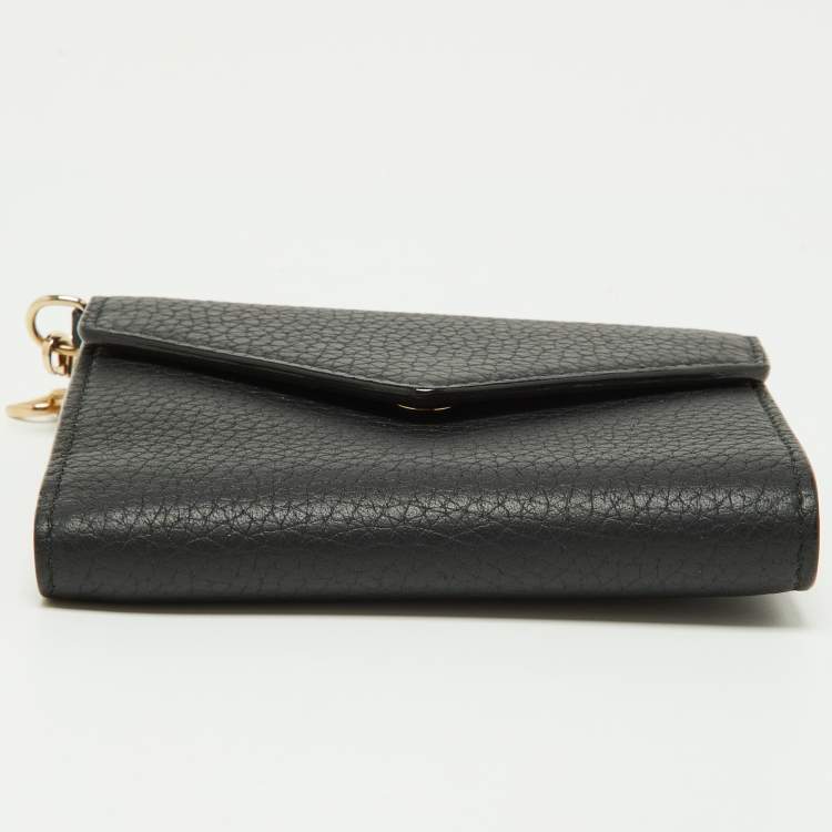 Pre Owned Dior Black Leather Medium Diorissimo Envelope Wallet