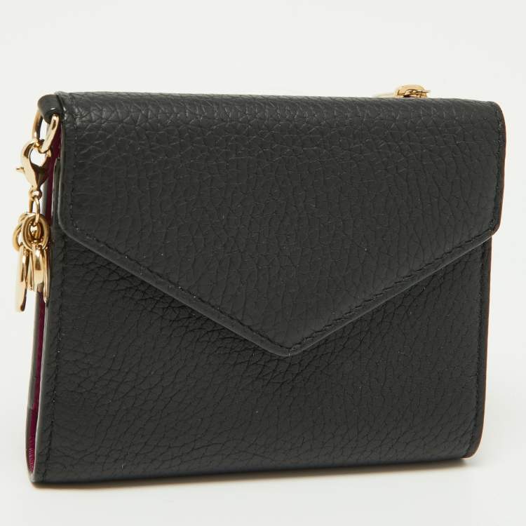 Pre Owned Dior Black Leather Medium Diorissimo Envelope Wallet