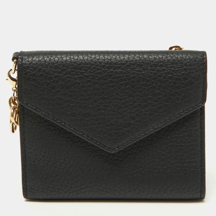 Pre Owned Dior Black Leather Medium Diorissimo Envelope Wallet
