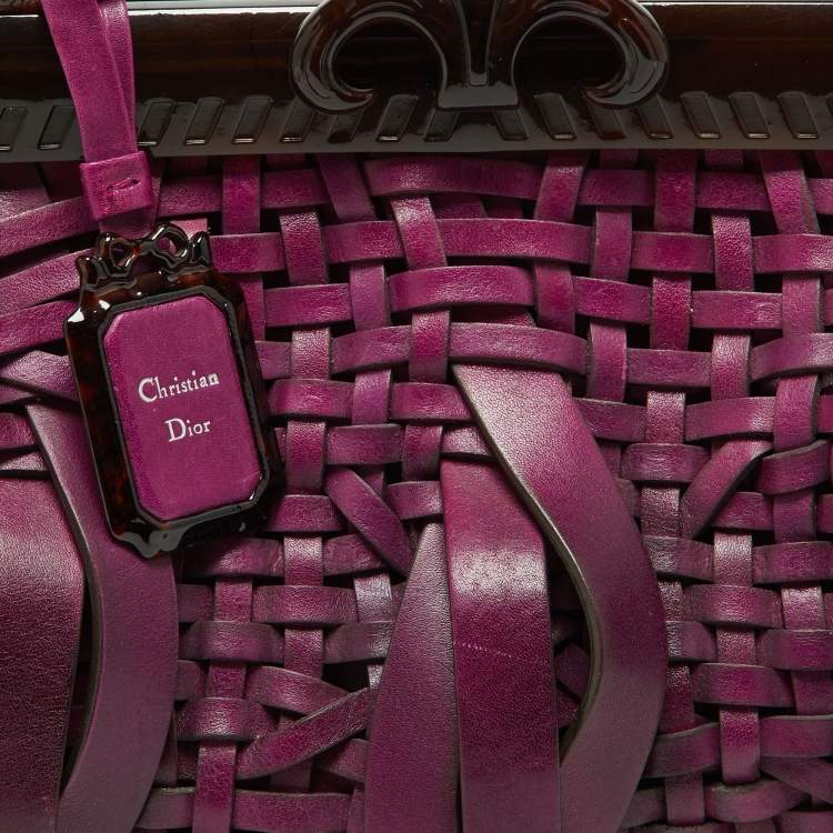 Pre Owned Dior Purple Woven Leather Medium Limited Edition Samourai 1947 Frame Bag