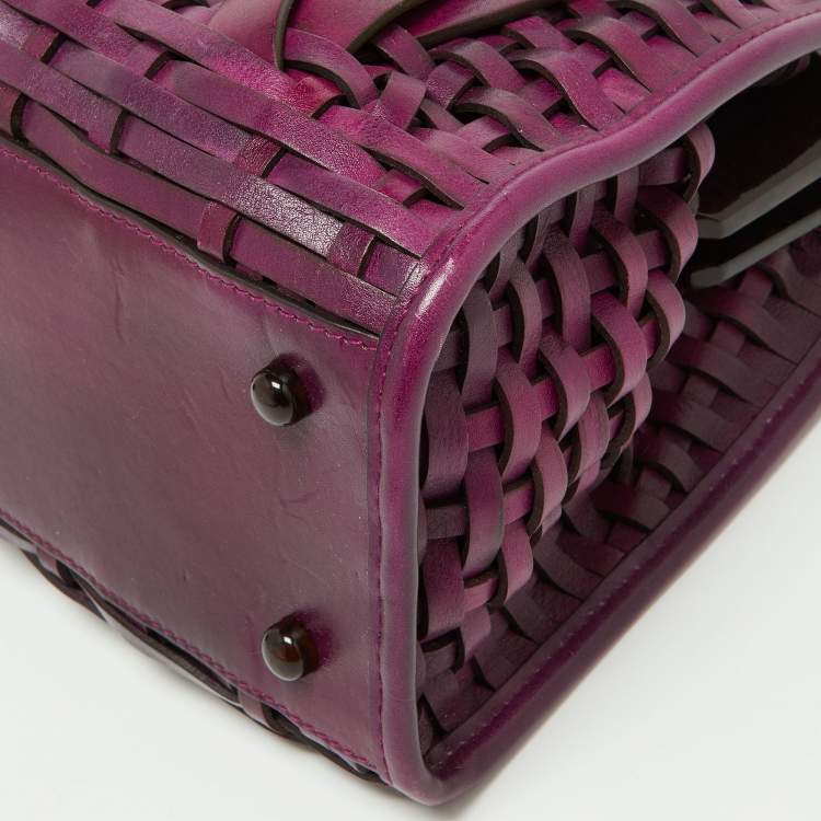 Pre Owned Dior Purple Woven Leather Medium Limited Edition Samourai 1947 Frame Bag