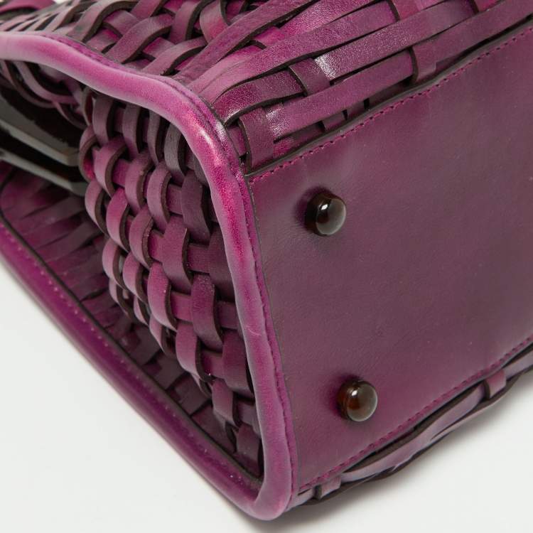 Pre Owned Dior Purple Woven Leather Medium Limited Edition Samourai 1947 Frame Bag