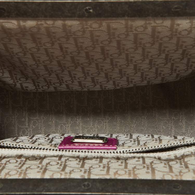 Pre Owned Dior Purple Woven Leather Medium Limited Edition Samourai 1947 Frame Bag