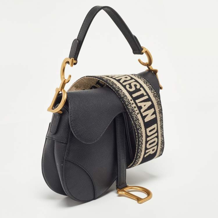 Pre Owned Dior Black Leather Mini Saddle Bag
