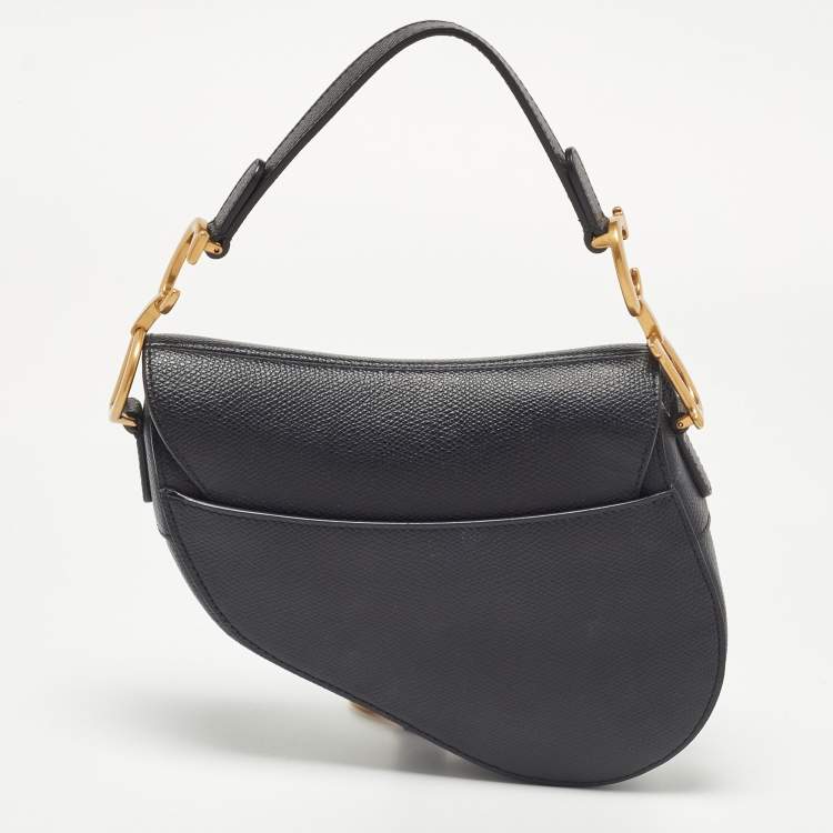 Pre Owned Dior Black Leather Mini Saddle Bag