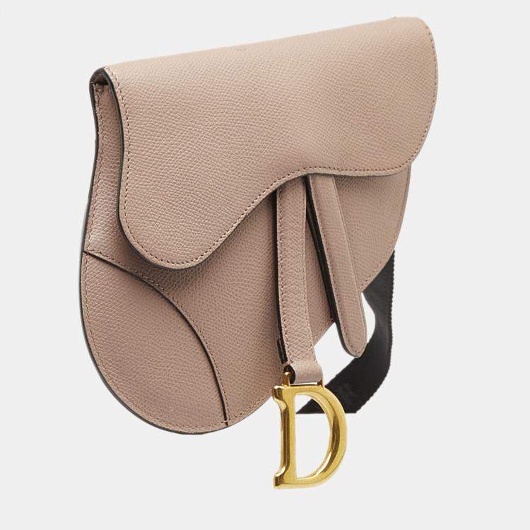 Saddle Bag with Strap Blush Grained Calfskin