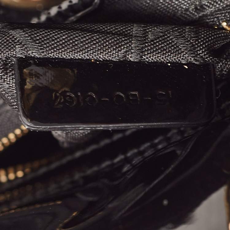 Pre Owned Dior Black Cannage Patent Leather Mini Lady Dior Tote