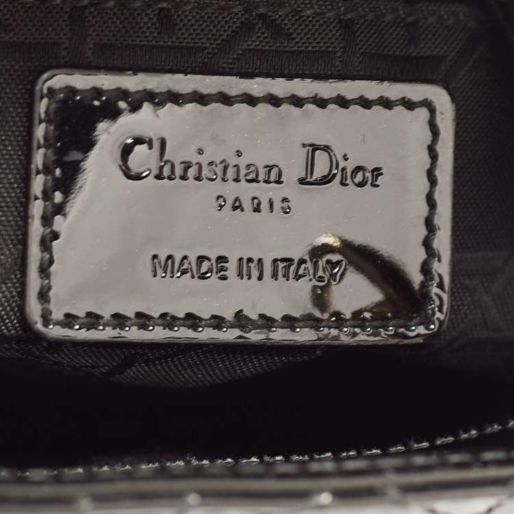 Pre Owned Dior Black Cannage Patent Leather Mini Lady Dior Tote