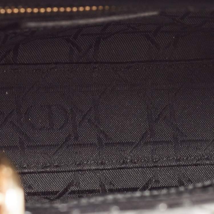 Pre Owned Dior Black Cannage Patent Leather Mini Lady Dior Tote