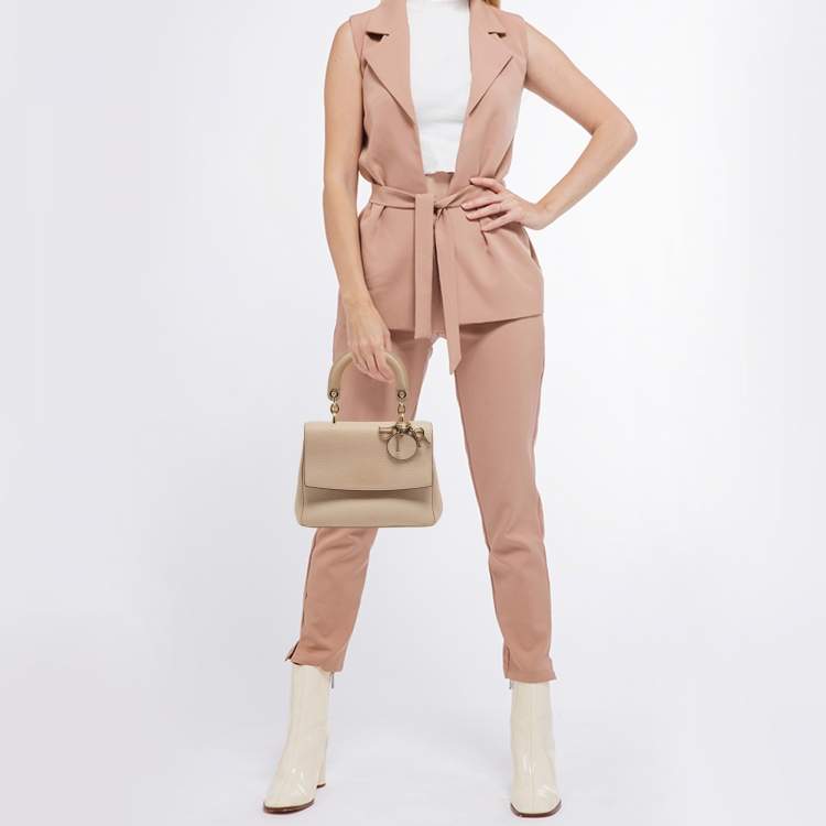 Pre Owned Dior Beige Leather Mini Be Dior Top Handle Bag