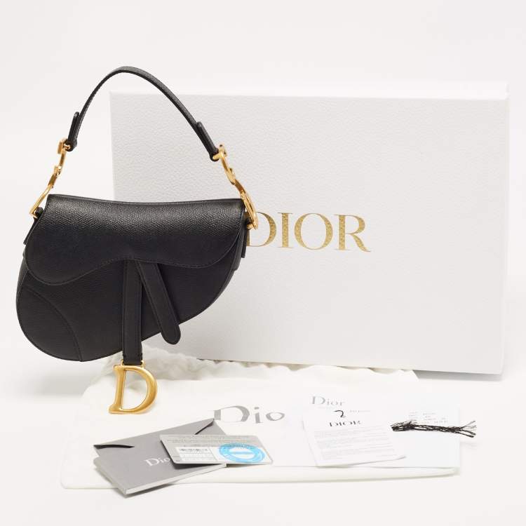 Pre Owned Dior Black Leather Mini Saddle Bag