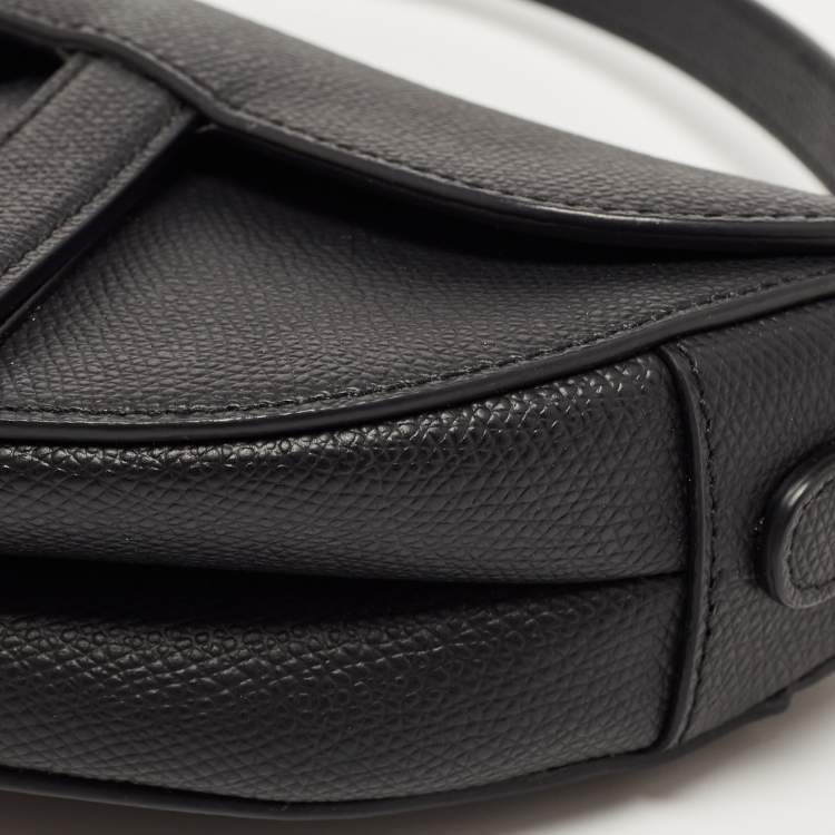 Pre Owned Dior Black Leather Mini Saddle Bag