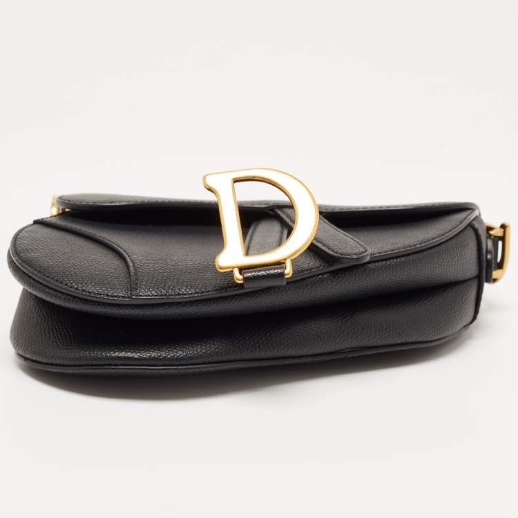 Pre Owned Dior Black Leather Mini Saddle Bag